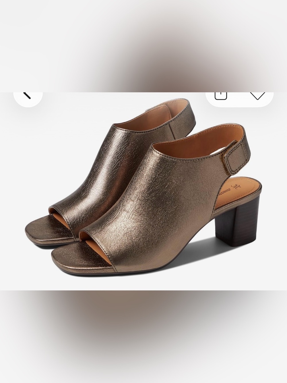Johnston & Murphy Women's Evelyn Open Toe slingback Bootie, Bronze metallic 8.5